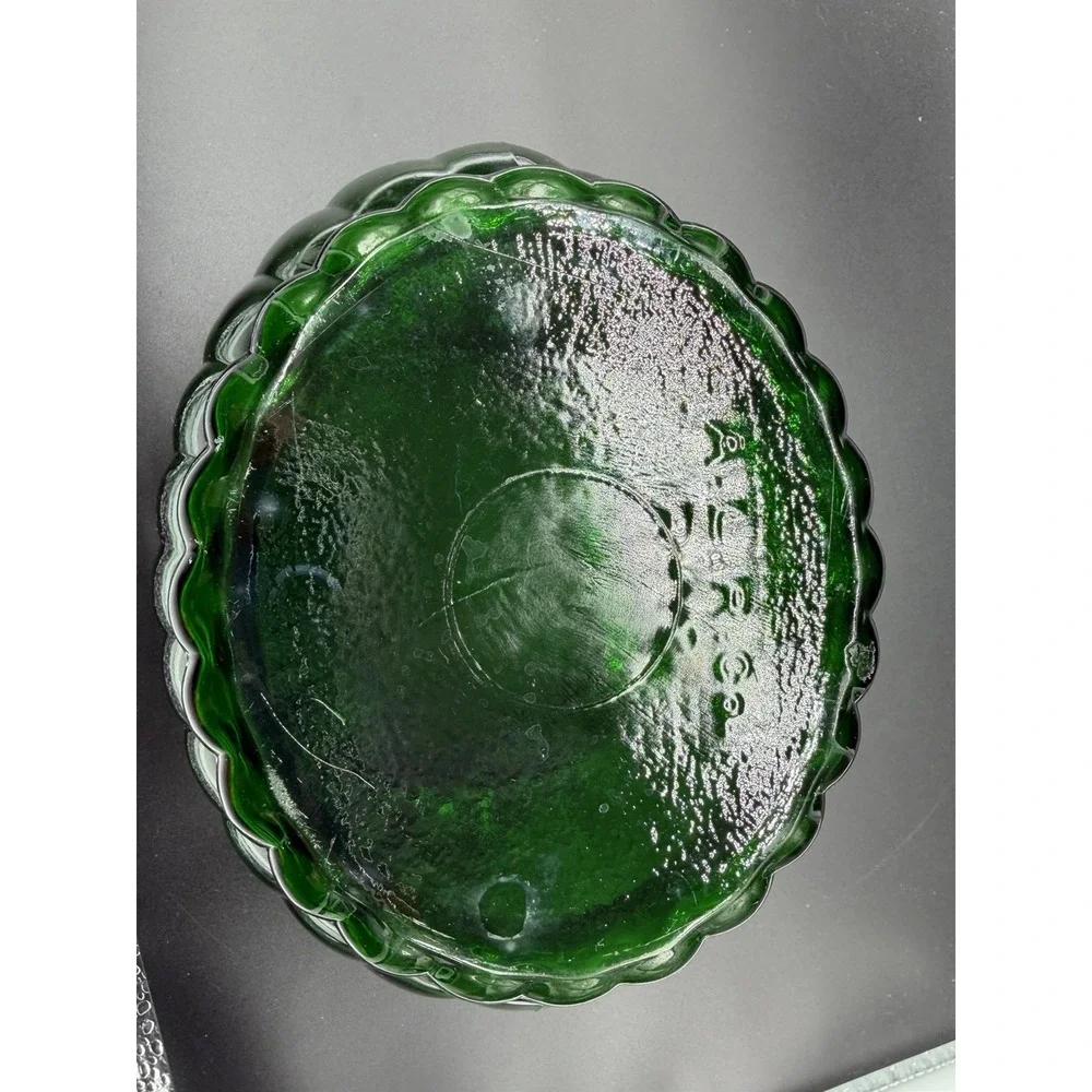 ALR Co Vintage Glass Ribbed‎ Oval Vase Planter mcm R-19 Emerald Green